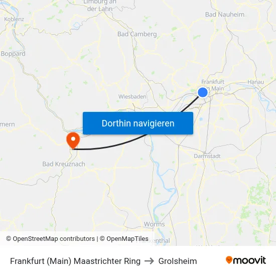 Frankfurt (Main) Maastrichter Ring to Grolsheim map