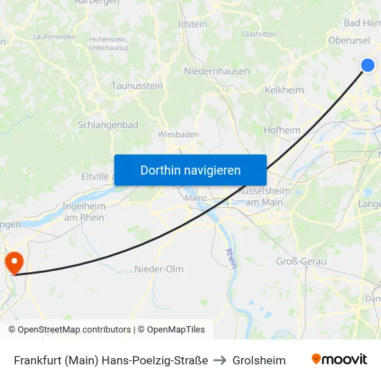 Frankfurt (Main) Hans-Poelzig-Straße to Grolsheim map