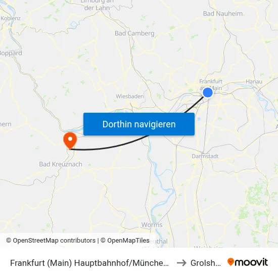 Frankfurt (Main) Hauptbahnhof/Münchener Straße to Grolsheim map