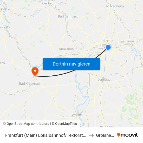 Frankfurt (Main) Lokalbahnhof/Textorstraße to Grolsheim map