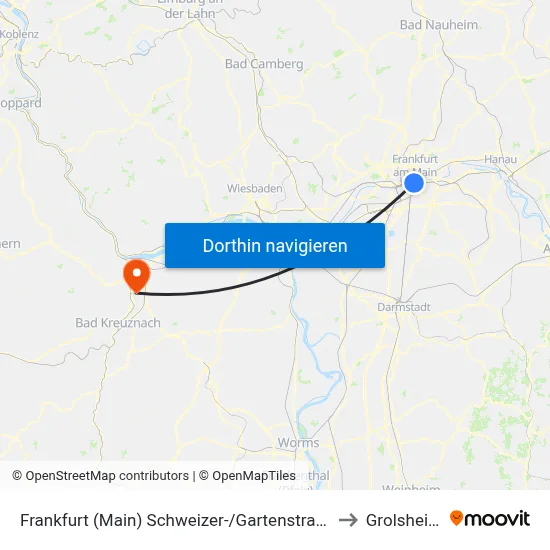 Frankfurt (Main) Schweizer-/Gartenstraße to Grolsheim map