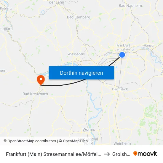 Frankfurt (Main) Stresemannallee/Mörfelder Landstr to Grolsheim map
