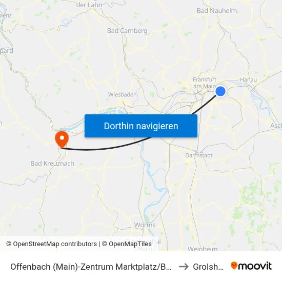 Offenbach (Main)-Zentrum Marktplatz/Berliner Str to Grolsheim map