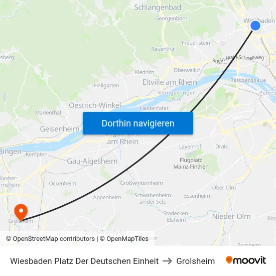 Wiesbaden Platz Der Deutschen Einheit to Grolsheim map