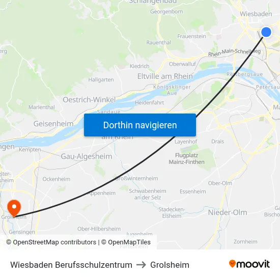 Wiesbaden Berufsschulzentrum to Grolsheim map