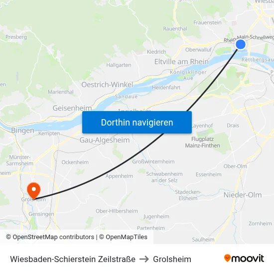 Wiesbaden-Schierstein Zeilstraße to Grolsheim map