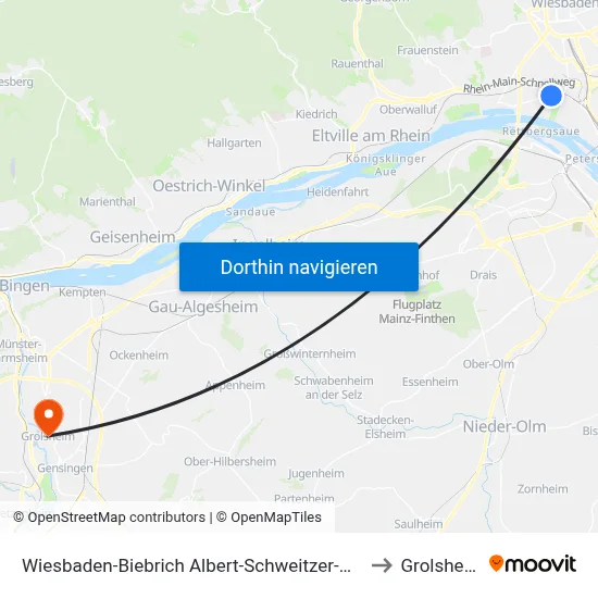 Wiesbaden-Biebrich Albert-Schweitzer-Allee to Grolsheim map