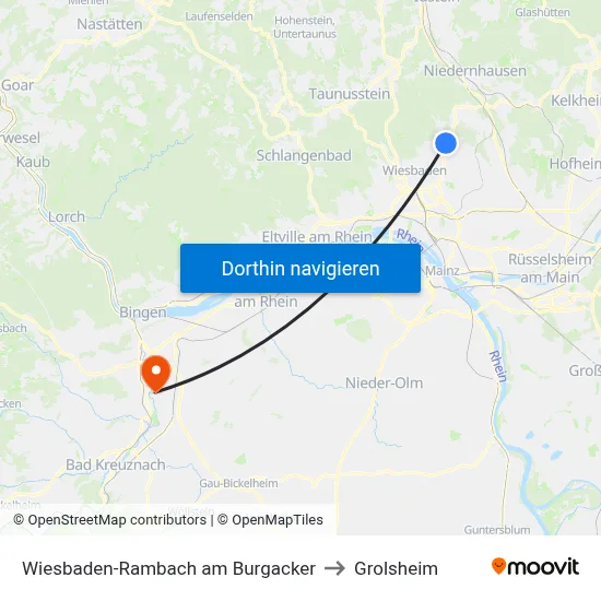 Wiesbaden-Rambach am Burgacker to Grolsheim map
