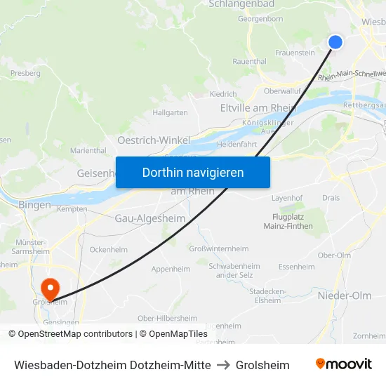 Wiesbaden-Dotzheim Dotzheim-Mitte to Grolsheim map