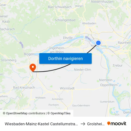 Wiesbaden-Mainz-Kastel Castellumstraße to Grolsheim map