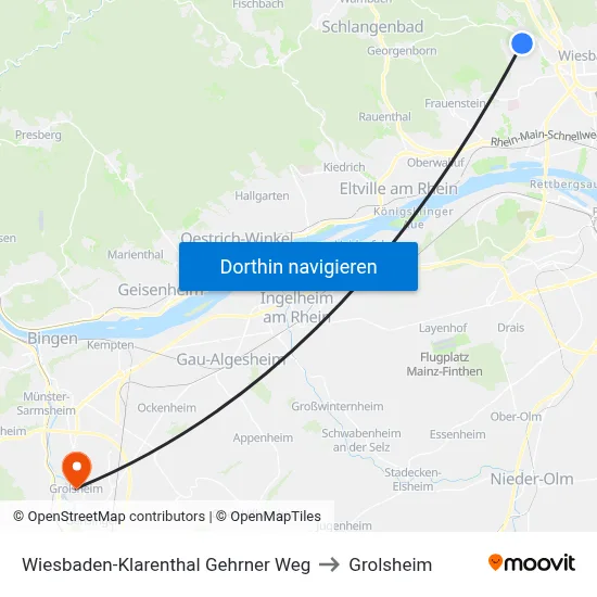 Wiesbaden-Klarenthal Gehrner Weg to Grolsheim map