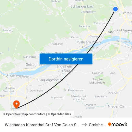 Wiesbaden-Klarenthal Graf-Von-Galen-Straße to Grolsheim map