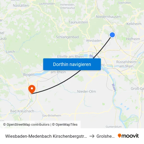 Wiesbaden-Medenbach Kirschenbergstraße to Grolsheim map