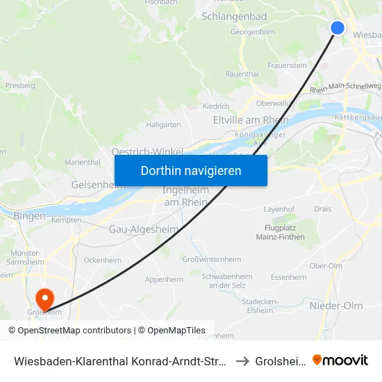 Wiesbaden-Klarenthal Konrad-Arndt-Straße to Grolsheim map