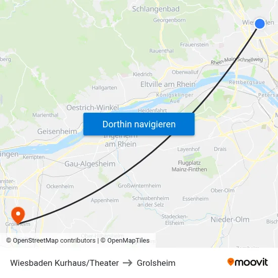 Wiesbaden Kurhaus/Theater to Grolsheim map