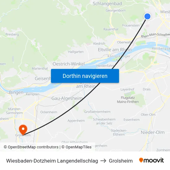 Wiesbaden-Dotzheim Langendellschlag to Grolsheim map