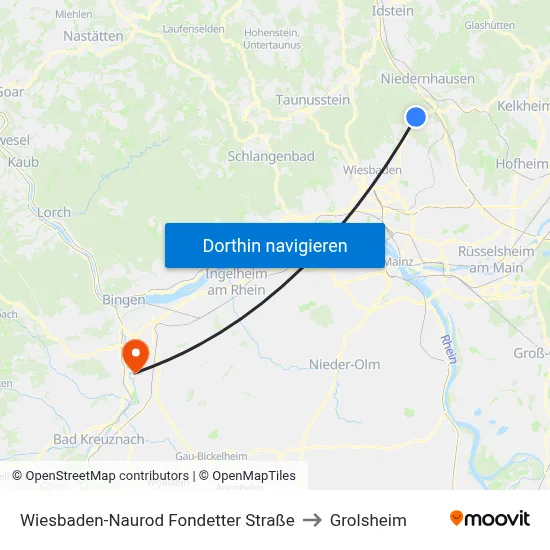 Wiesbaden-Naurod Fondetter Straße to Grolsheim map