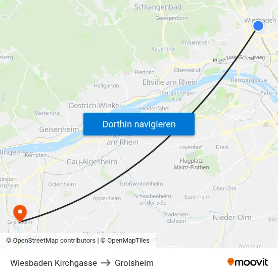 Wiesbaden Kirchgasse to Grolsheim map