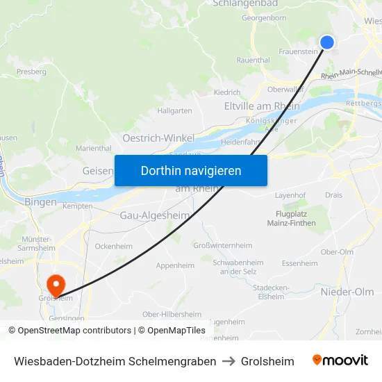 Wiesbaden-Dotzheim Schelmengraben to Grolsheim map