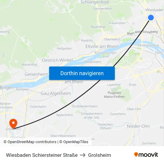Wiesbaden Schiersteiner Straße to Grolsheim map