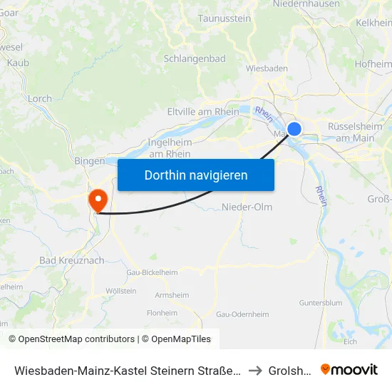 Wiesbaden-Mainz-Kastel Steinern Straße/Wleusch to Grolsheim map