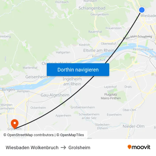 Wiesbaden Wolkenbruch to Grolsheim map