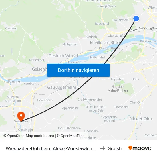 Wiesbaden-Dotzheim Alexej-Von-Jawlensky-Schule to Grolsheim map