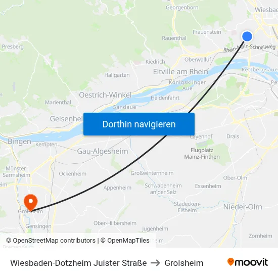 Wiesbaden-Dotzheim Juister Straße to Grolsheim map