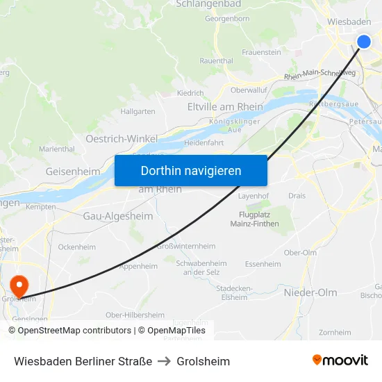 Wiesbaden Berliner Straße to Grolsheim map