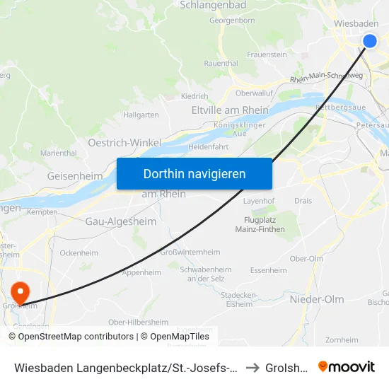 Wiesbaden Langenbeckplatz/St.-Josefs-Hospital to Grolsheim map