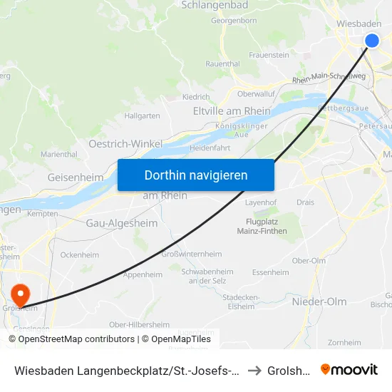 Wiesbaden Langenbeckplatz/St.-Josefs-Hospital to Grolsheim map
