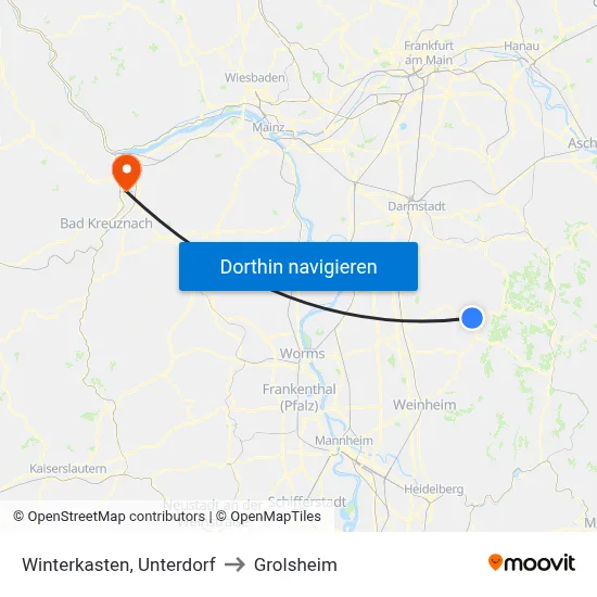 Winterkasten, Unterdorf to Grolsheim map
