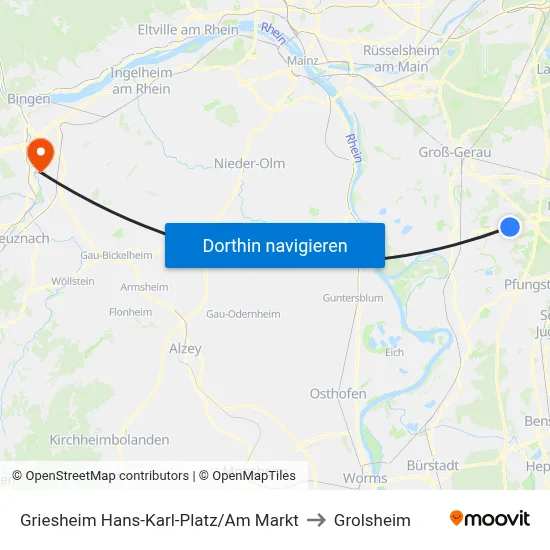Griesheim Hans-Karl-Platz/Am Markt to Grolsheim map
