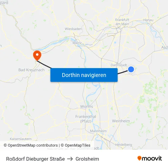 Roßdorf Dieburger Straße to Grolsheim map