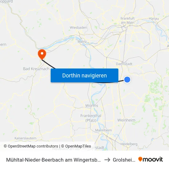 Mühltal-Nieder-Beerbach am Wingertsberg to Grolsheim map