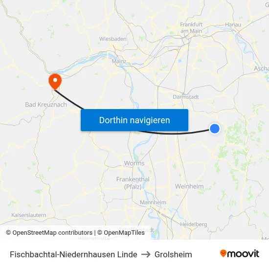 Fischbachtal-Niedernhausen Linde to Grolsheim map