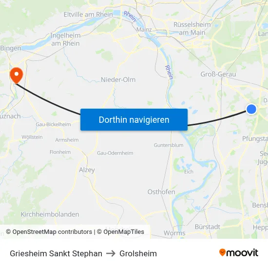 Griesheim Sankt Stephan to Grolsheim map