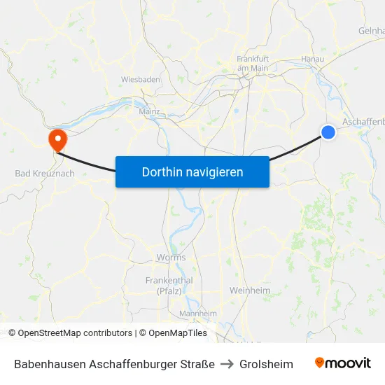 Babenhausen Aschaffenburger Straße to Grolsheim map
