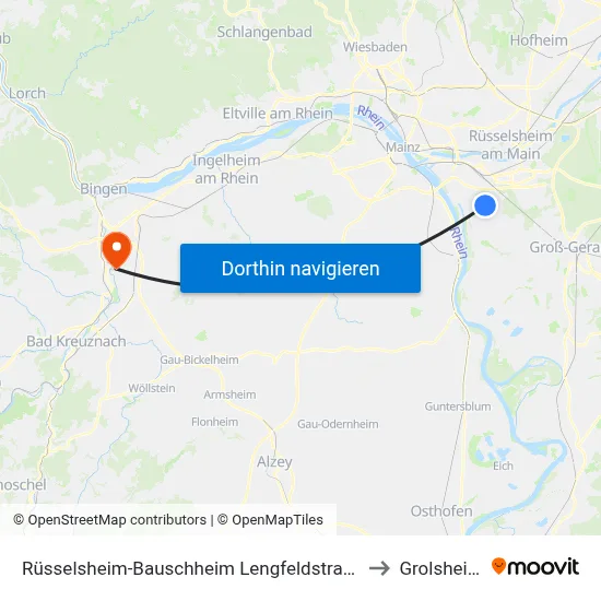 Rüsselsheim-Bauschheim Lengfeldstraße to Grolsheim map