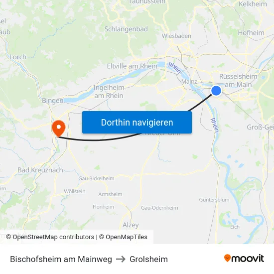 Bischofsheim am Mainweg to Grolsheim map