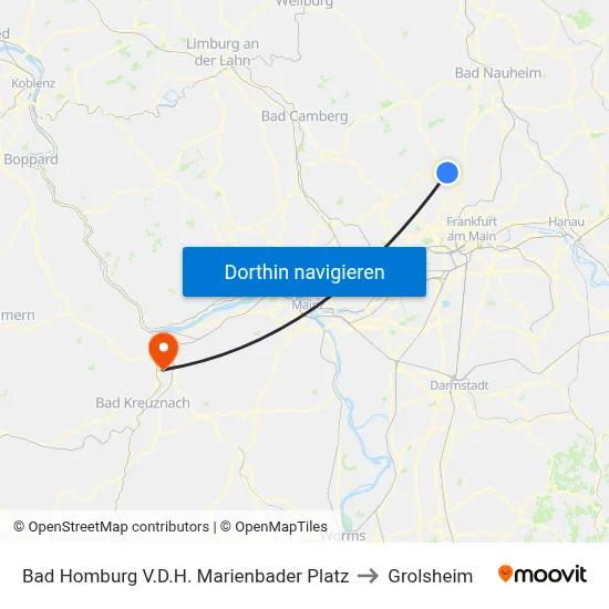 Bad Homburg V.D.H. Marienbader Platz to Grolsheim map