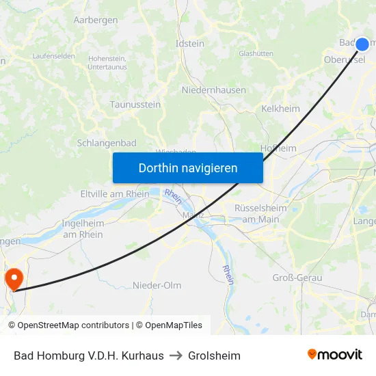 Bad Homburg V.D.H. Kurhaus to Grolsheim map