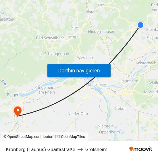 Kronberg (Taunus) Guaitastraße to Grolsheim map