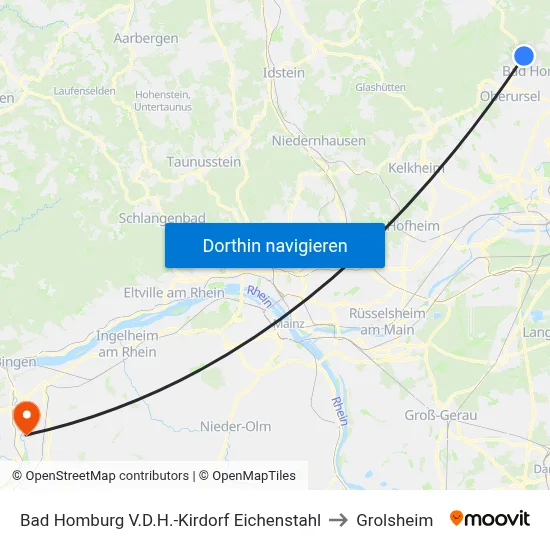 Bad Homburg V.D.H.-Kirdorf Eichenstahl to Grolsheim map