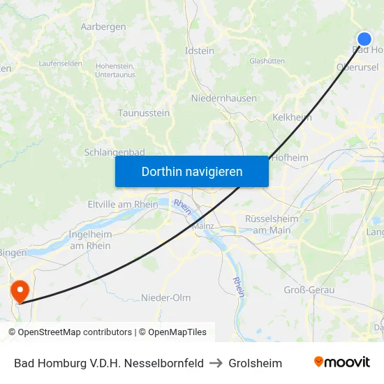 Bad Homburg V.D.H. Nesselbornfeld to Grolsheim map