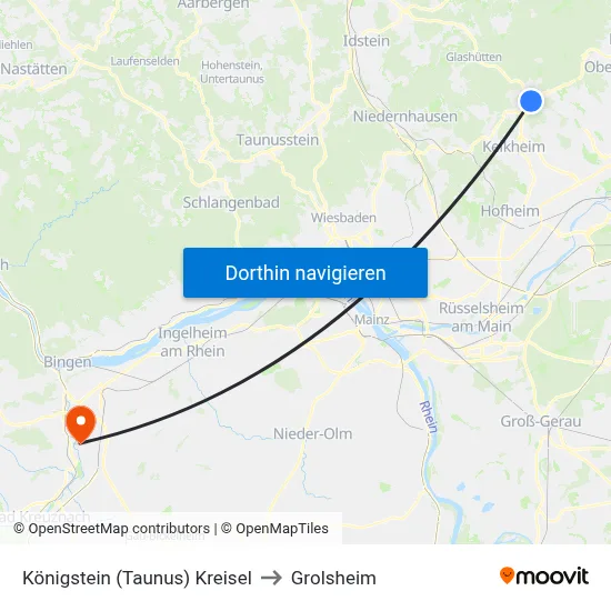 Königstein (Taunus) Kreisel to Grolsheim map