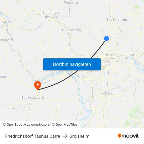 Friedrichsdorf Taunus Carre to Grolsheim map