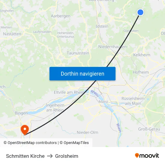 Schmitten Kirche to Grolsheim map