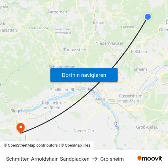Schmitten-Arnoldshain Sandplacken to Grolsheim map