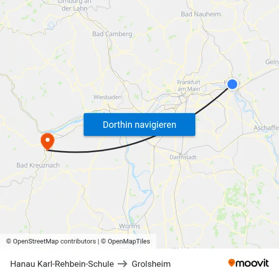 Hanau Karl-Rehbein-Schule to Grolsheim map